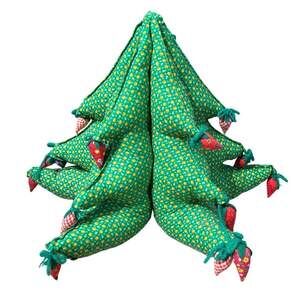Vtg Handmade 3D Stuffed Fabric Christmas Tree with accent ornaments folk art